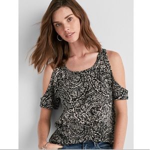 Lucky brand all over print cold shoulder top